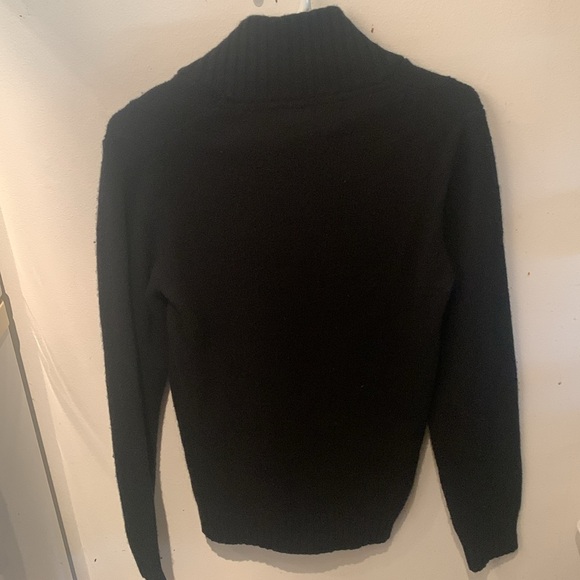 Elegant Jet Black Lambs Wool Quarter Button Sweater from H and M SZ Small - Picture 6 of 6